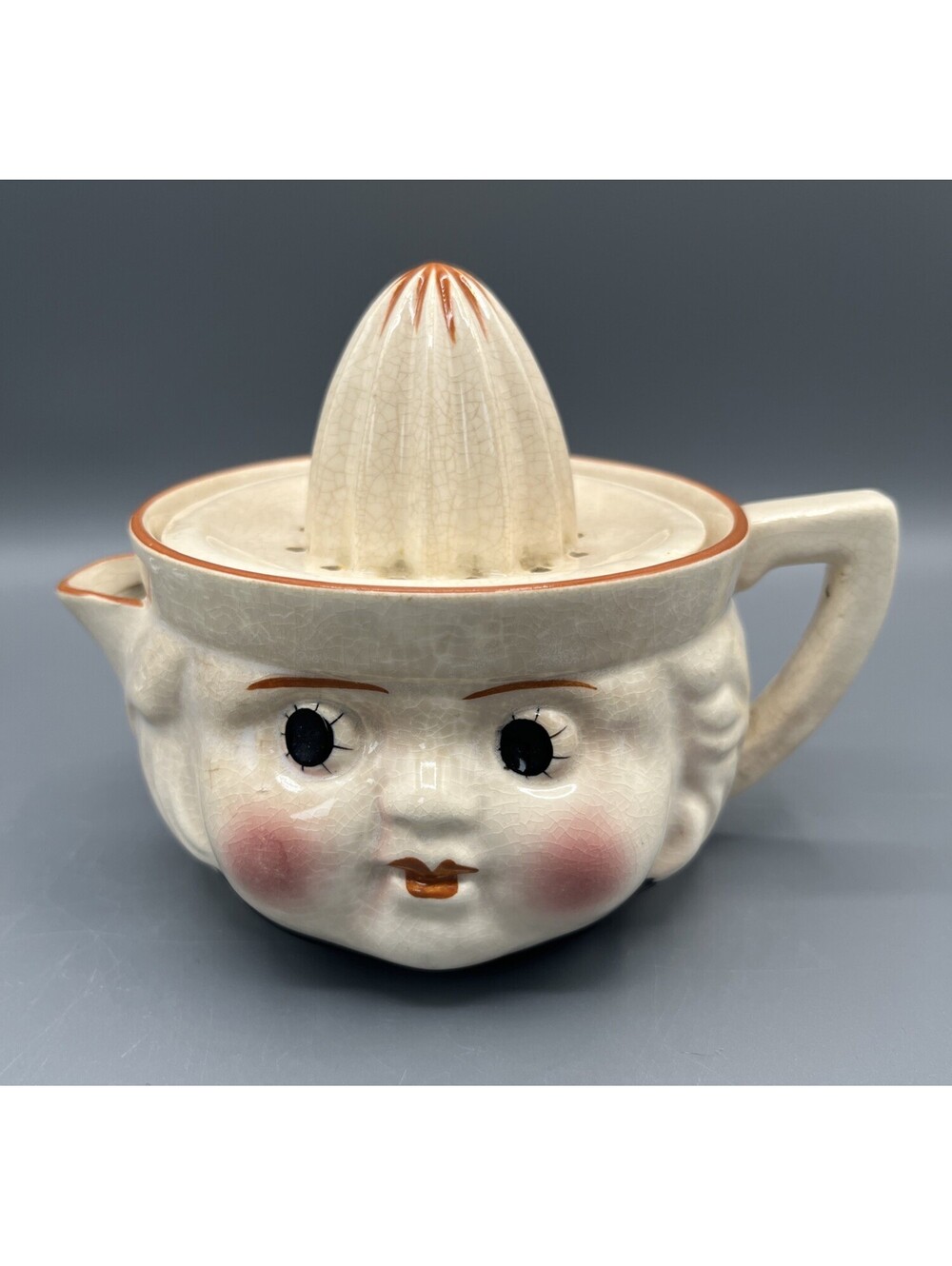 Vintage Marutomoware Japan Figure Girl Face Citrus Juicer Remer, Anthropomorphic